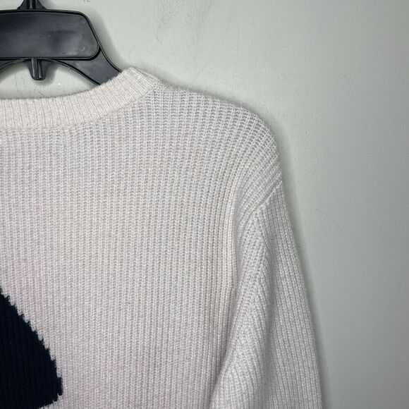 DEREK LAM Two Tone Sweater Women Medium Cream Black Cashmere Blend Pullover - Picture 7 of 10